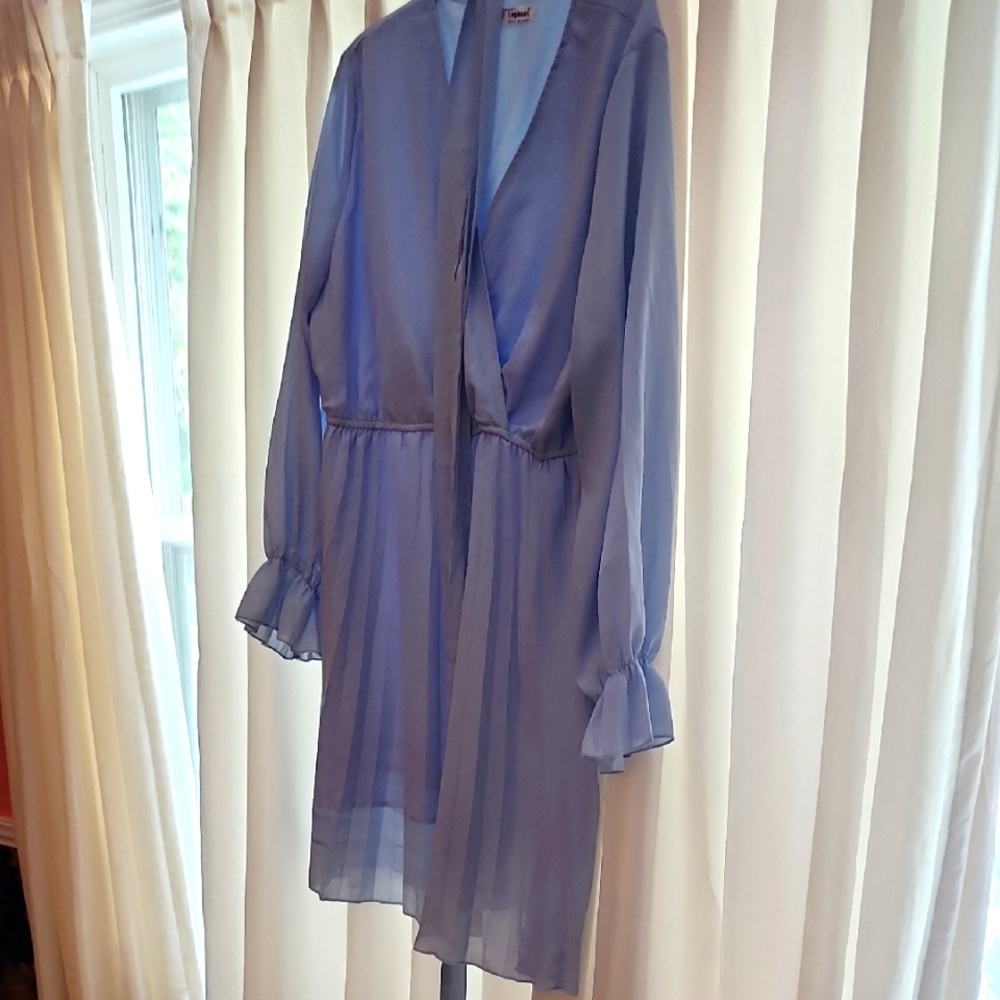 Pale Blue Phaux Wrap Dress